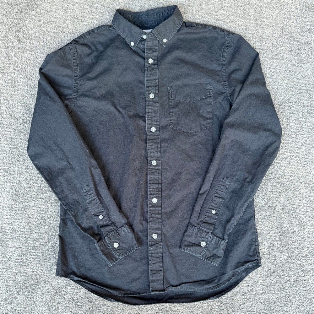Old Navy Mens Slim Fit Button Down Shirt Black Long Sleeve Cotton Small